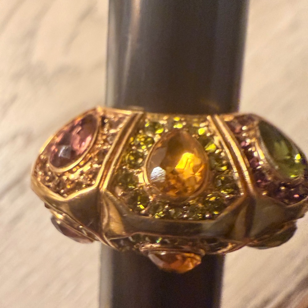 Vintage Statement Ring with Multicolor Gems PJM